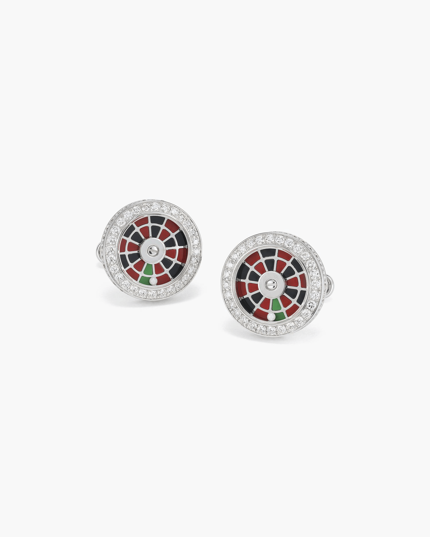 Diamond and Enamel Roulette Wheel Cufflinks