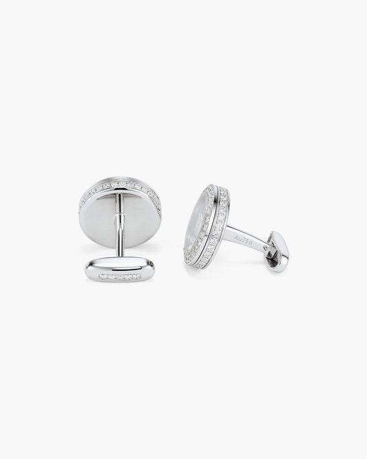Diamond and Enamel Roulette Wheel Cufflinks