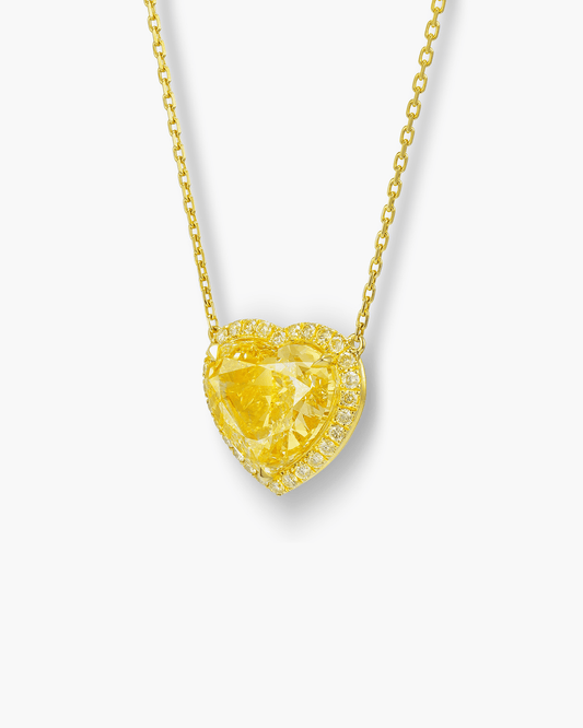3.74 carat Heart Shape Yellow Diamond Pendant Necklace