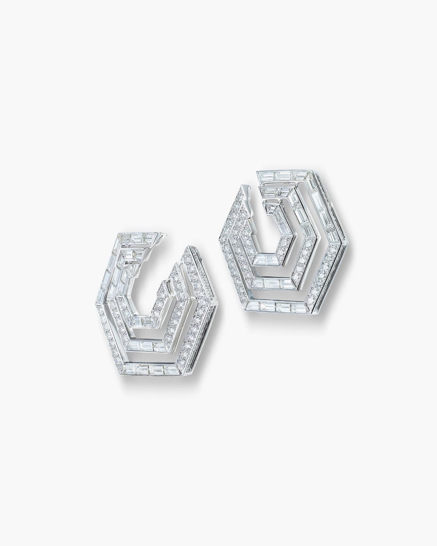 Diamond Concentrica Earrings in White Gold