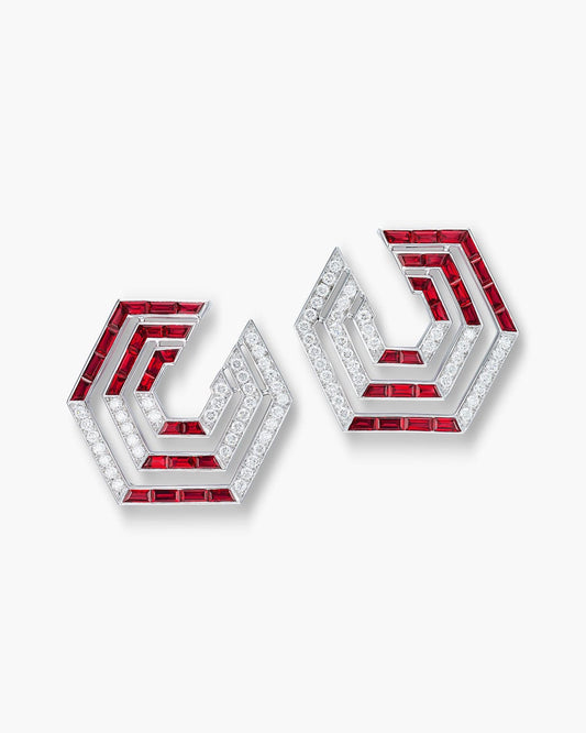 Ruby and Diamond Concentrica Earrings
