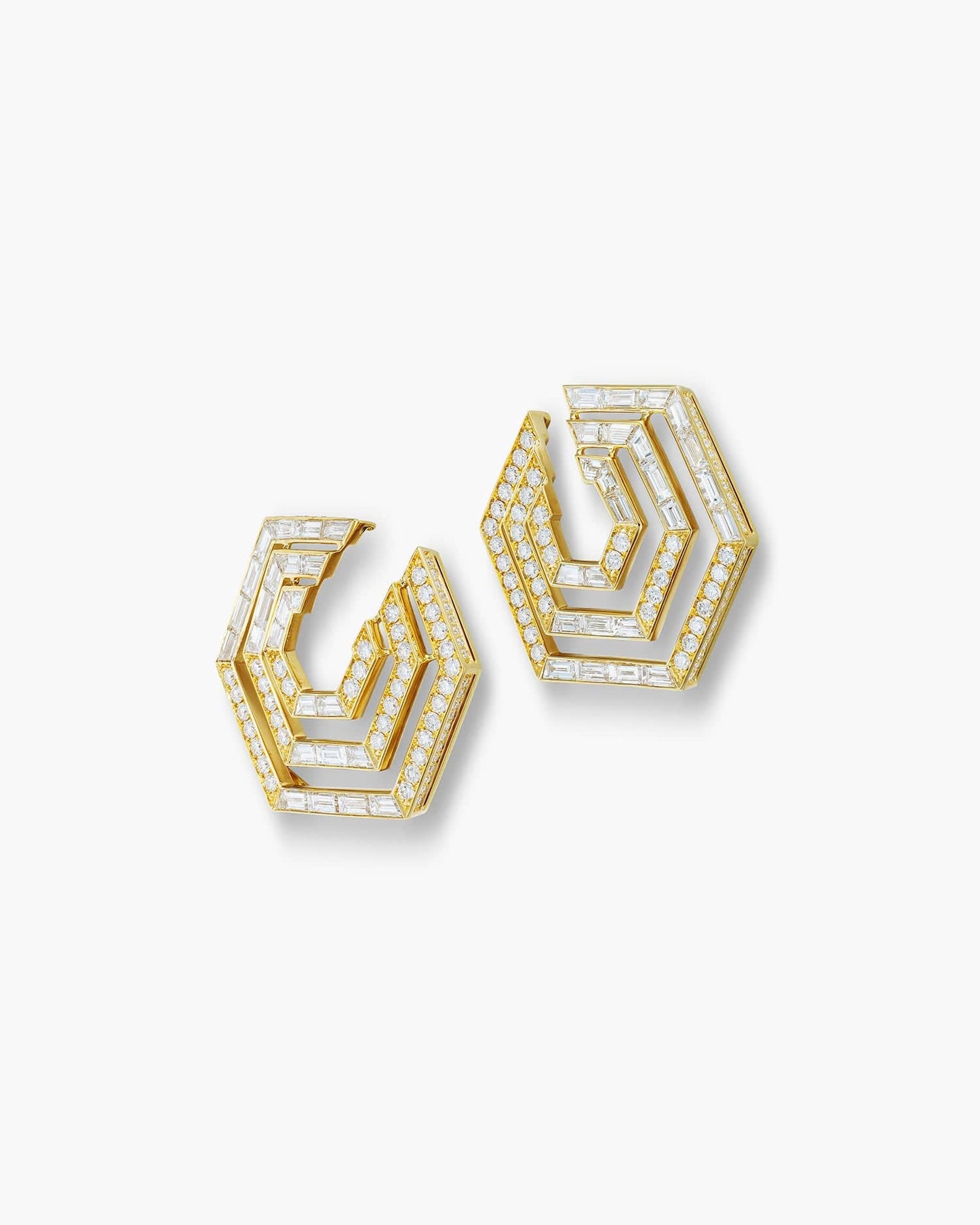 Diamond Concentrica Earrings in Yellow Gold
