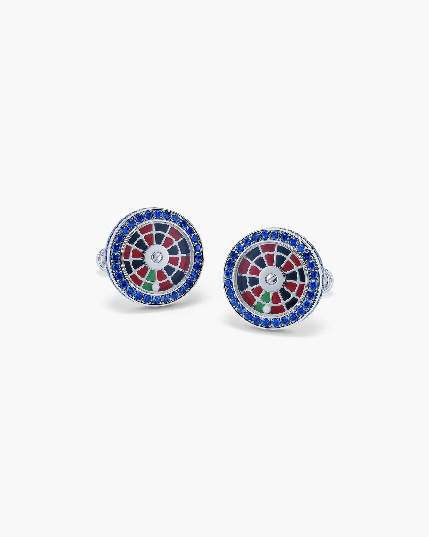 Sapphire and Enamel Roulette Wheel Cufflinks