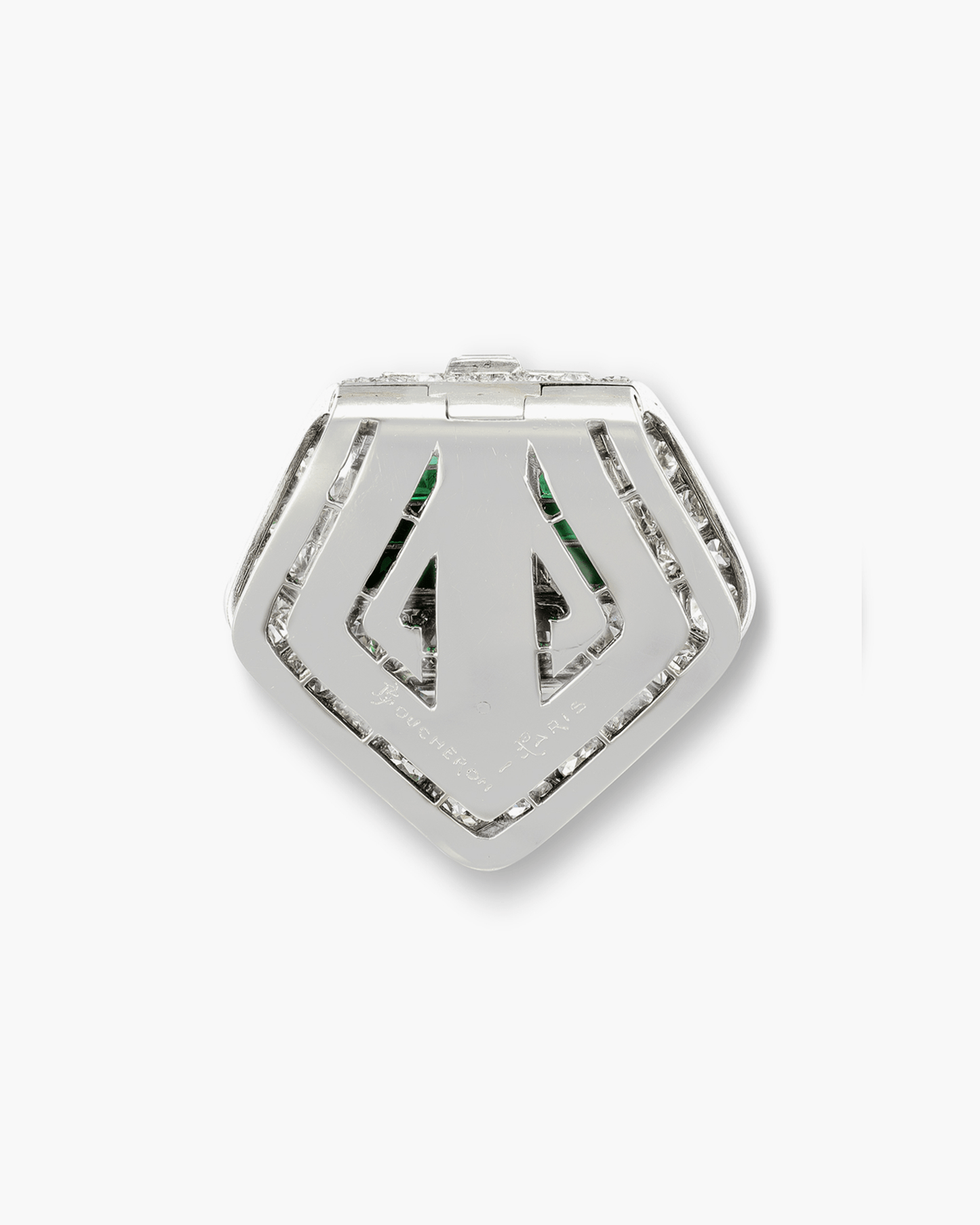 Art Deco Diamond and Emerald Clip by Boucheron