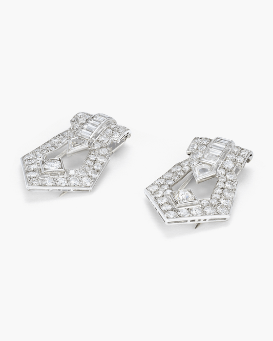Art Deco Diamond Double Clips