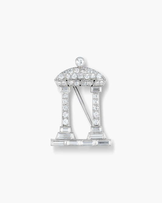 Art Deco Diamond Temple de l'Amour Brooch by Tiffany & Co.