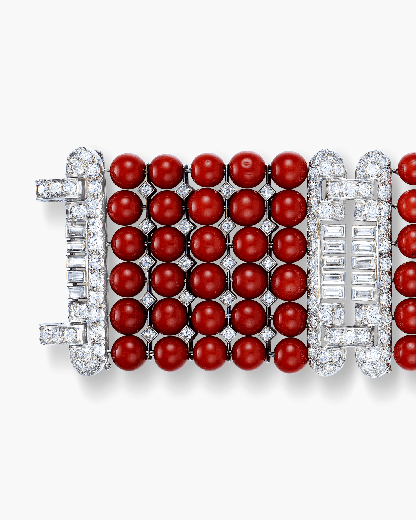 Art Deco Coral and Diamond Bracelet
