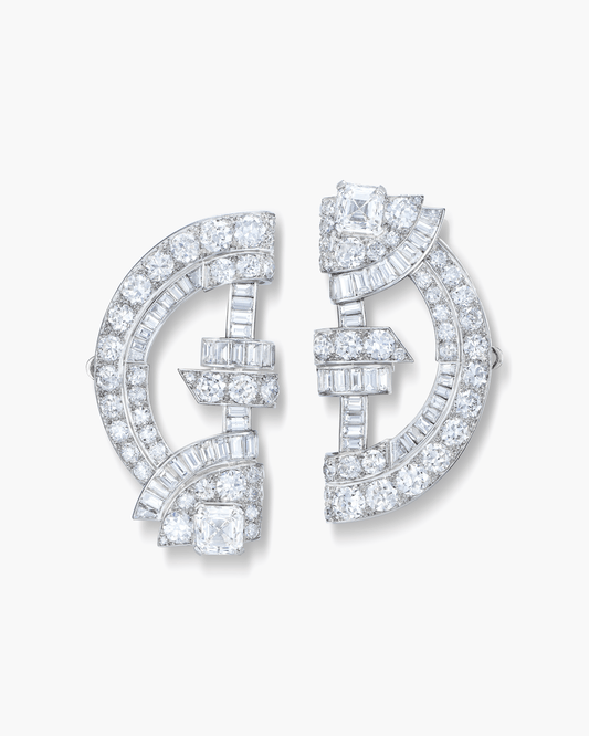 Art Deco Diamond Double Clips