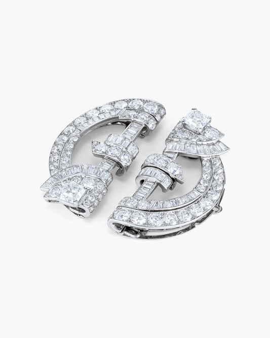 Art Deco Diamond Double Clips