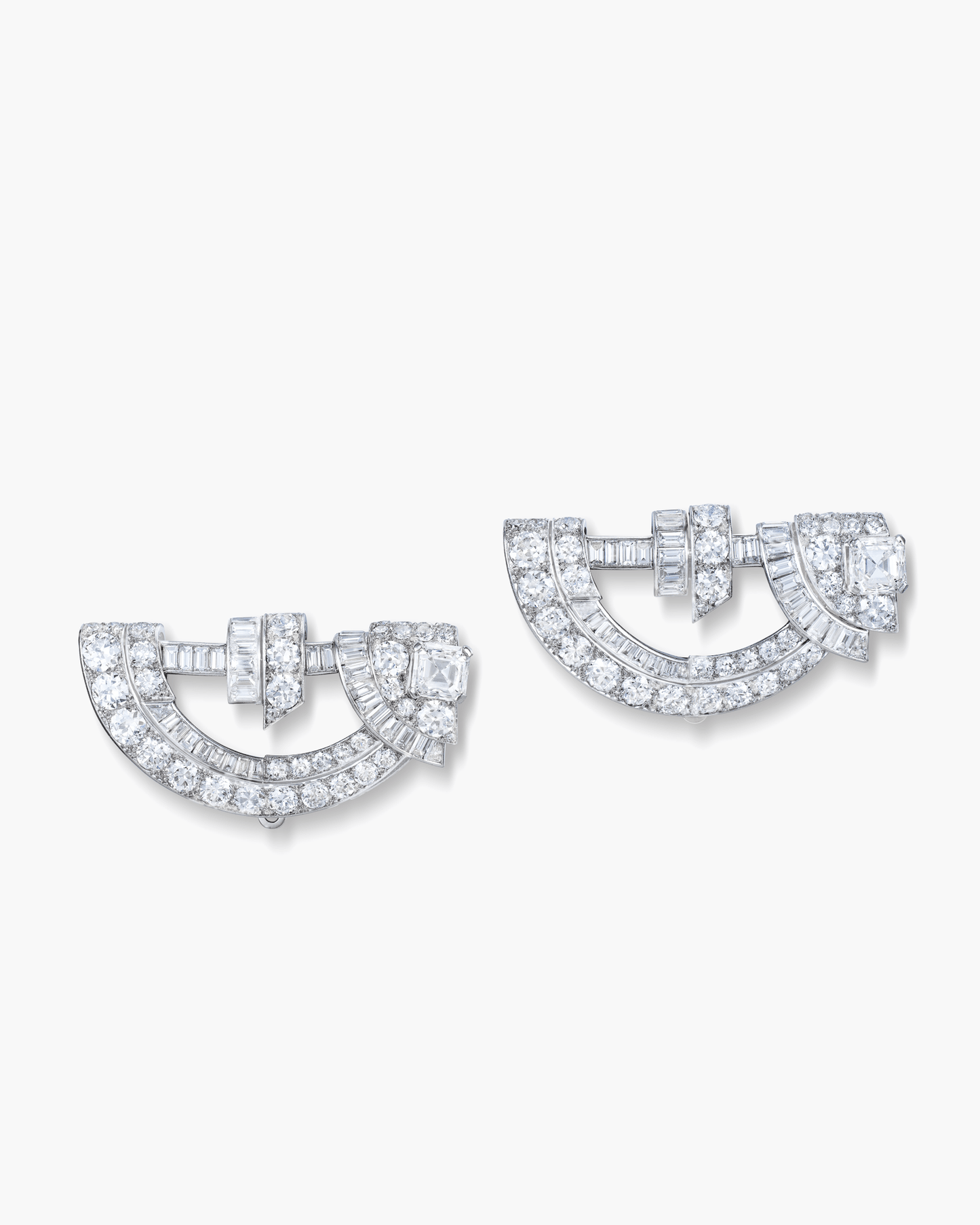 Art Deco Diamond Double Clips