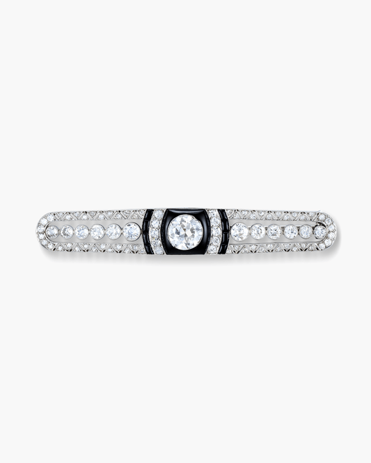 Art Deco Diamond and Onyx Brooch