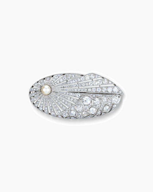 Art Deco Pearl and Diamond Brooch