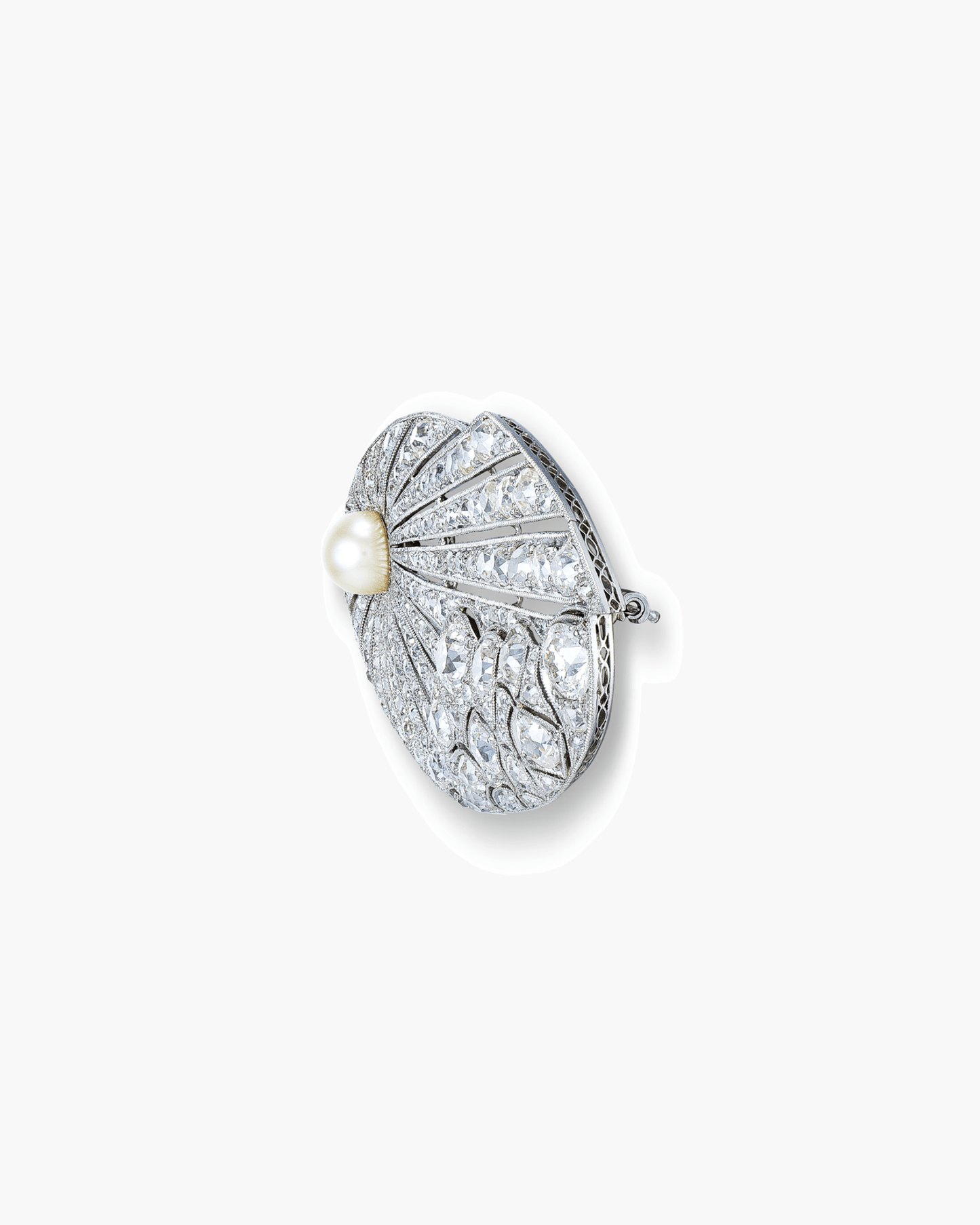 Art Deco Pearl and Diamond Brooch