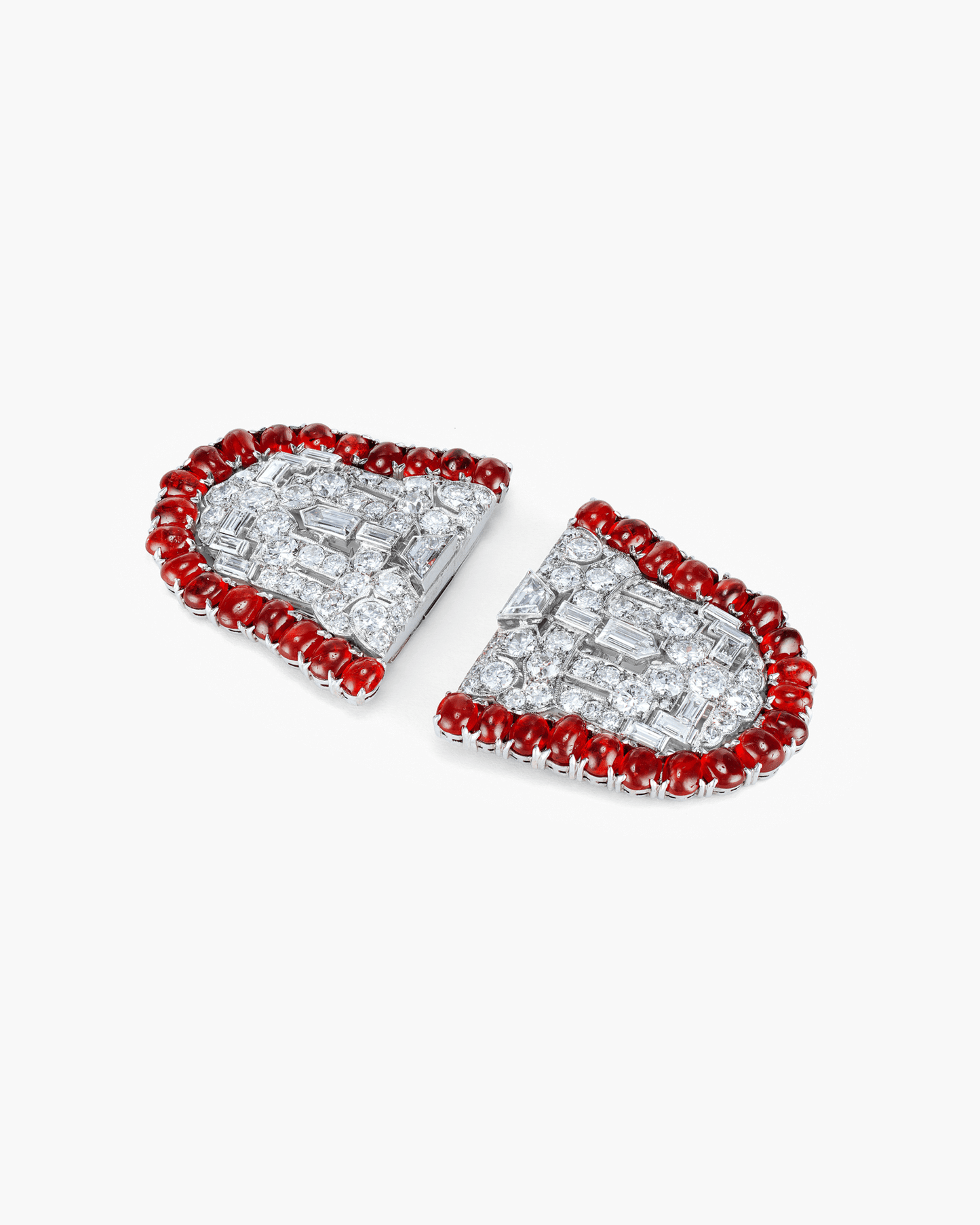 Art Deco Ruby and Diamond Double Clips