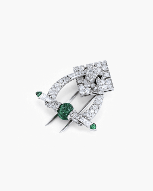 Art Deco Emerald and Diamond Brooch by Mellerio dits Meller