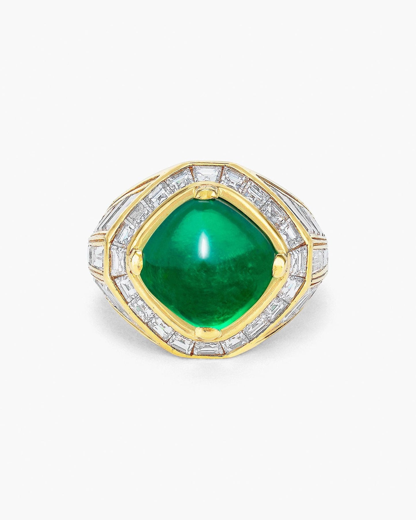 5.25 carat Sugar Loaf Colombian Emerald and Diamond Ring
