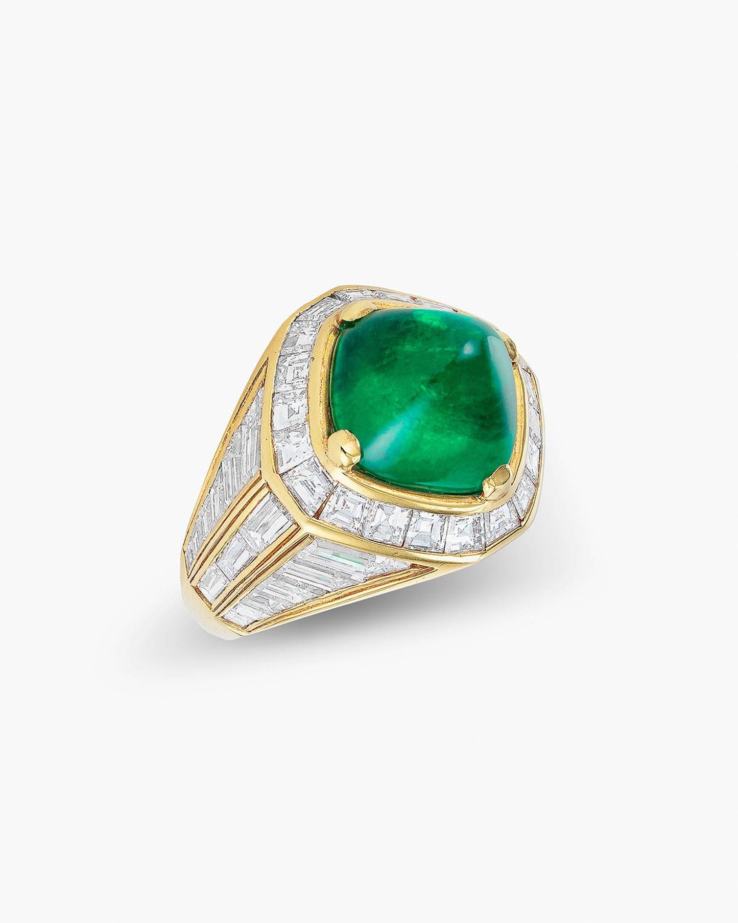 5.25 carat Sugar Loaf Colombian Emerald and Diamond Ring