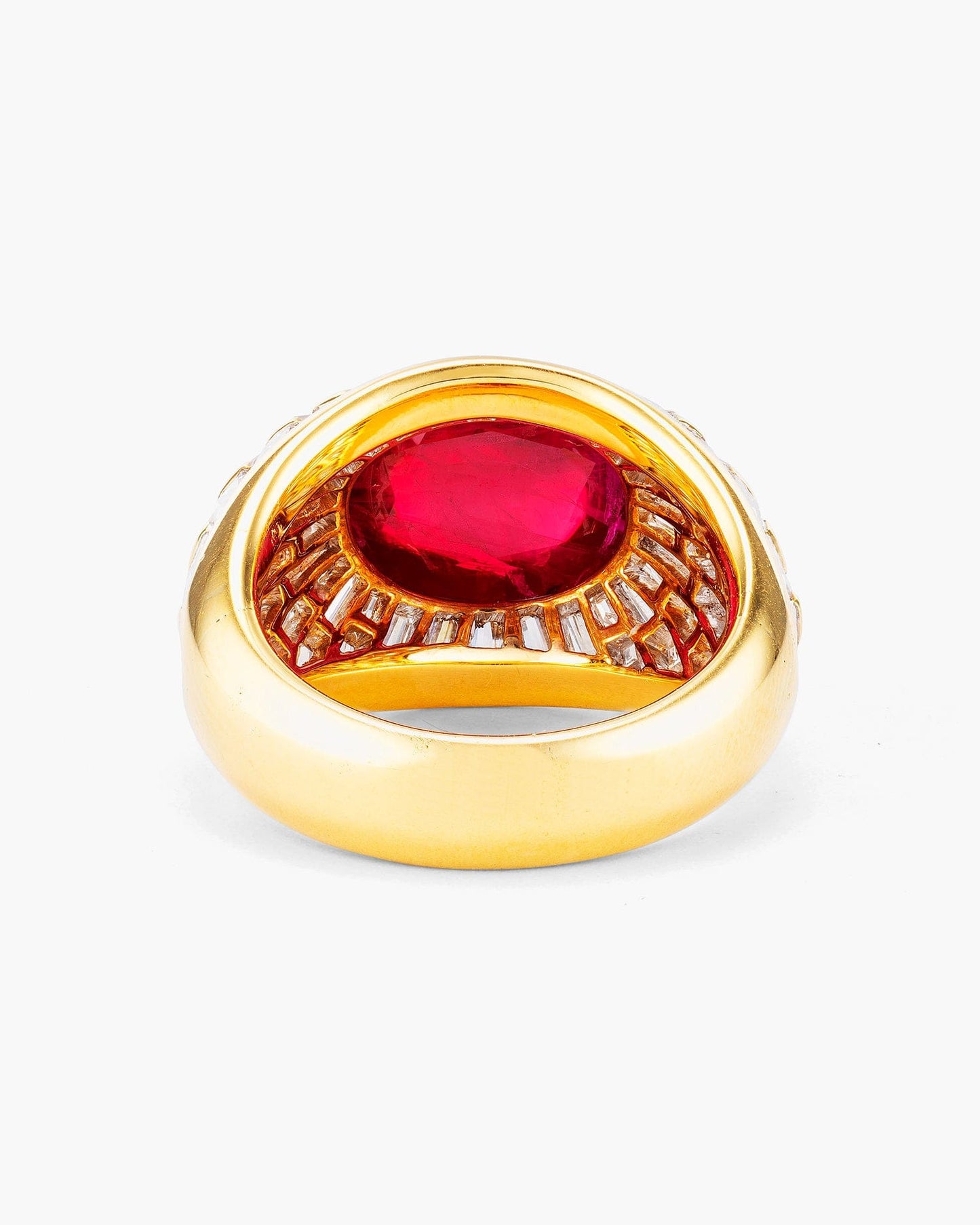 6.09 carat Cabochon Burmese Ruby and Diamond Ring