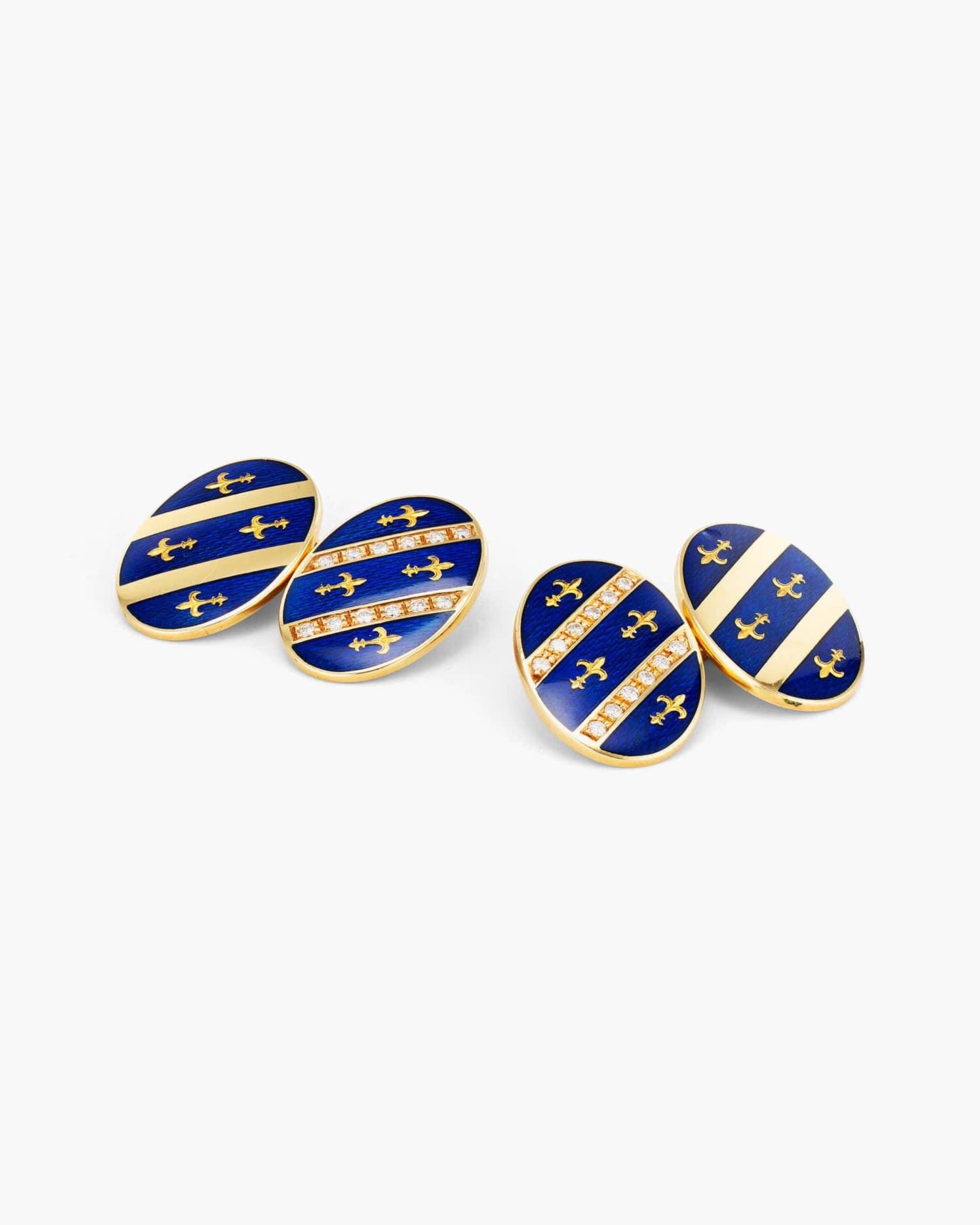 Diamond and Enamel Fleur-de-Lis Cufflinks