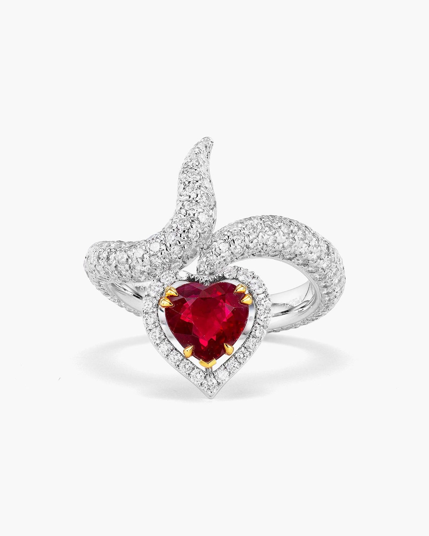 1.49 carat Heart Shape Burmese Ruby and Diamond Ring