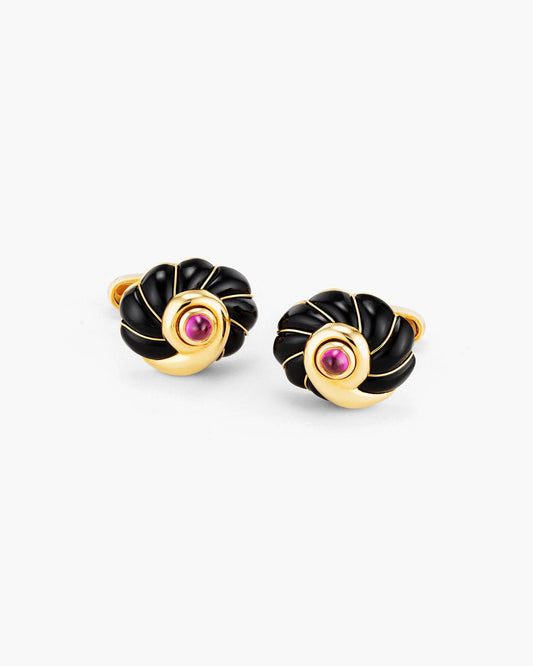 Ruby and Onyx Fan Cufflinks