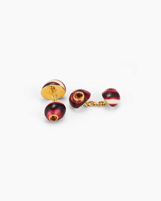 Nerita Communis Shell and Citrine Cufflinks