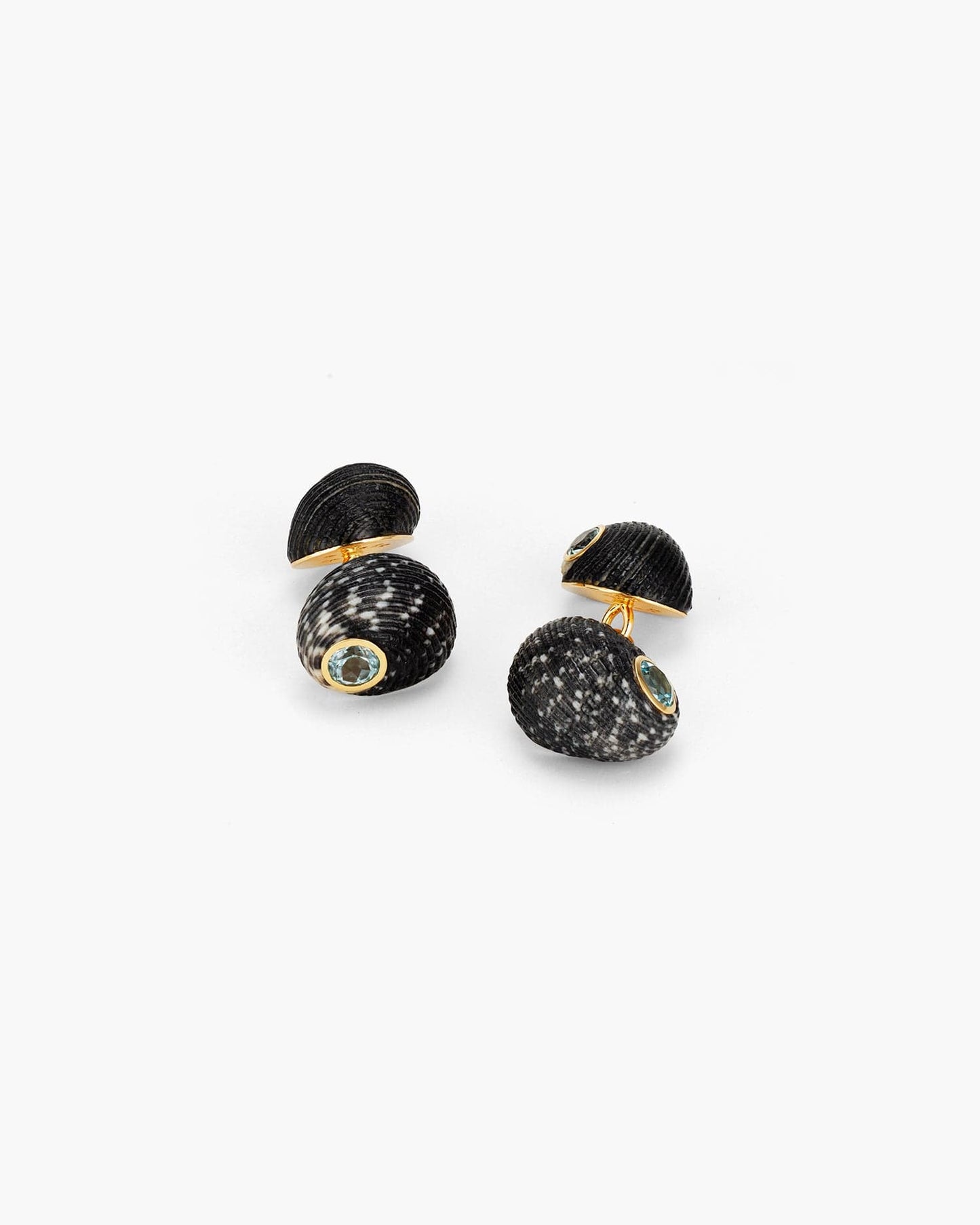 Neritina Ornata Shell and Topaz Cufflinks