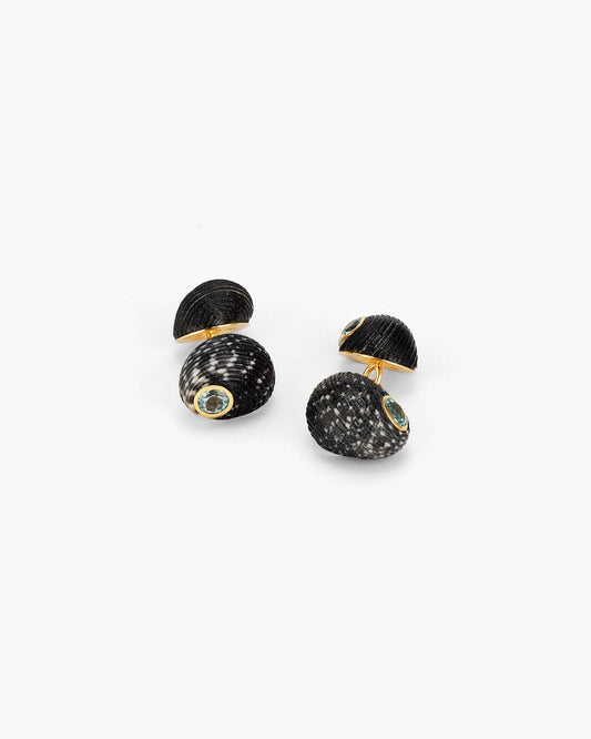 Neritina Ornata Shell and Topaz Cufflinks