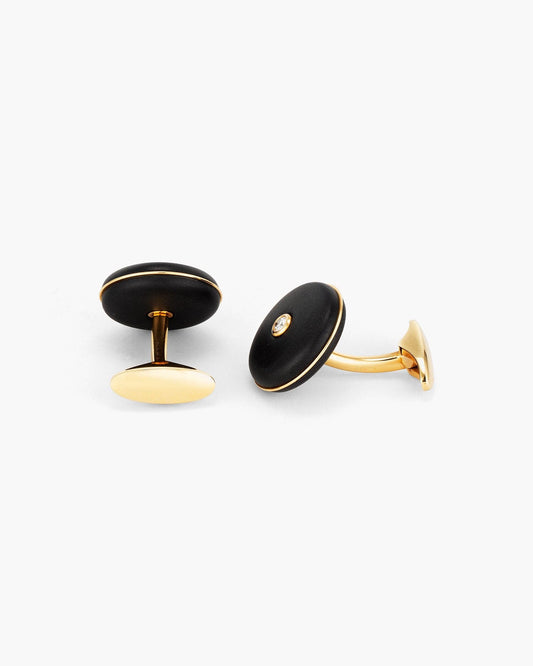 Diamond and Onyx Circular Framed Cufflinks