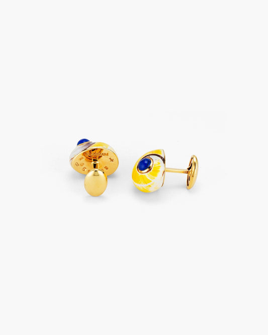 Polymita Picta Shell and Lapis Cufflinks