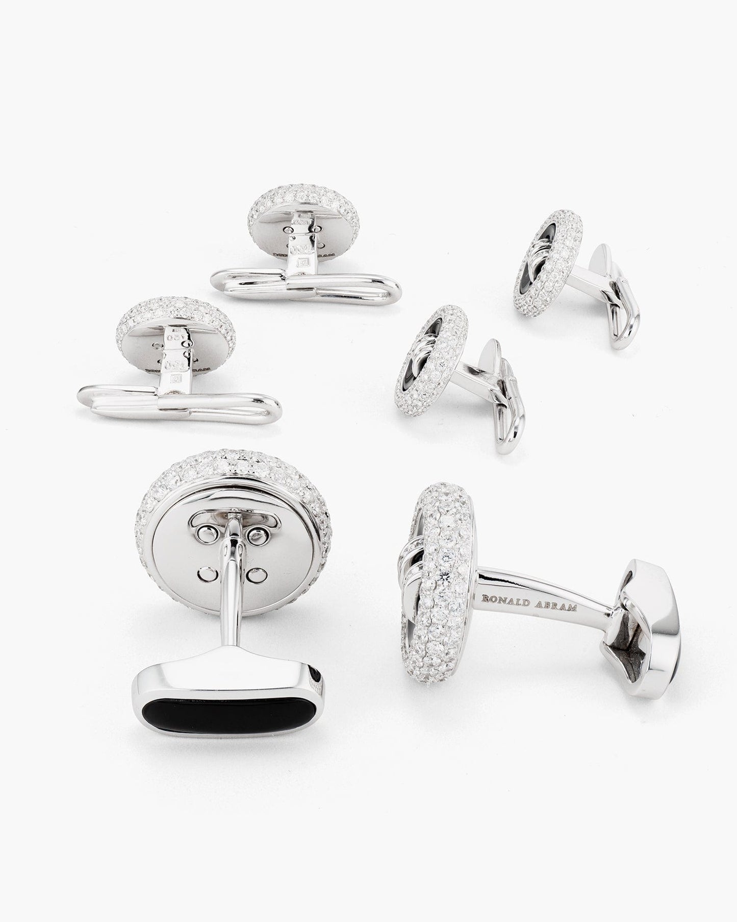 Diamond and Onyx Button Cufflinks and Stud Set