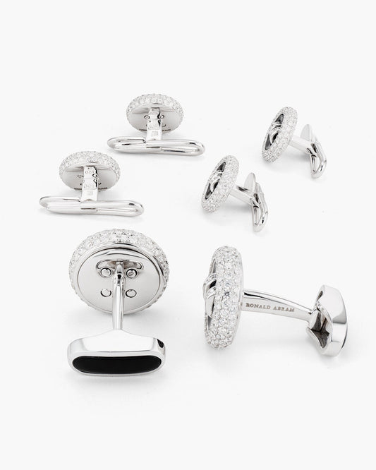Diamond and Onyx Button Cufflinks and Stud Set