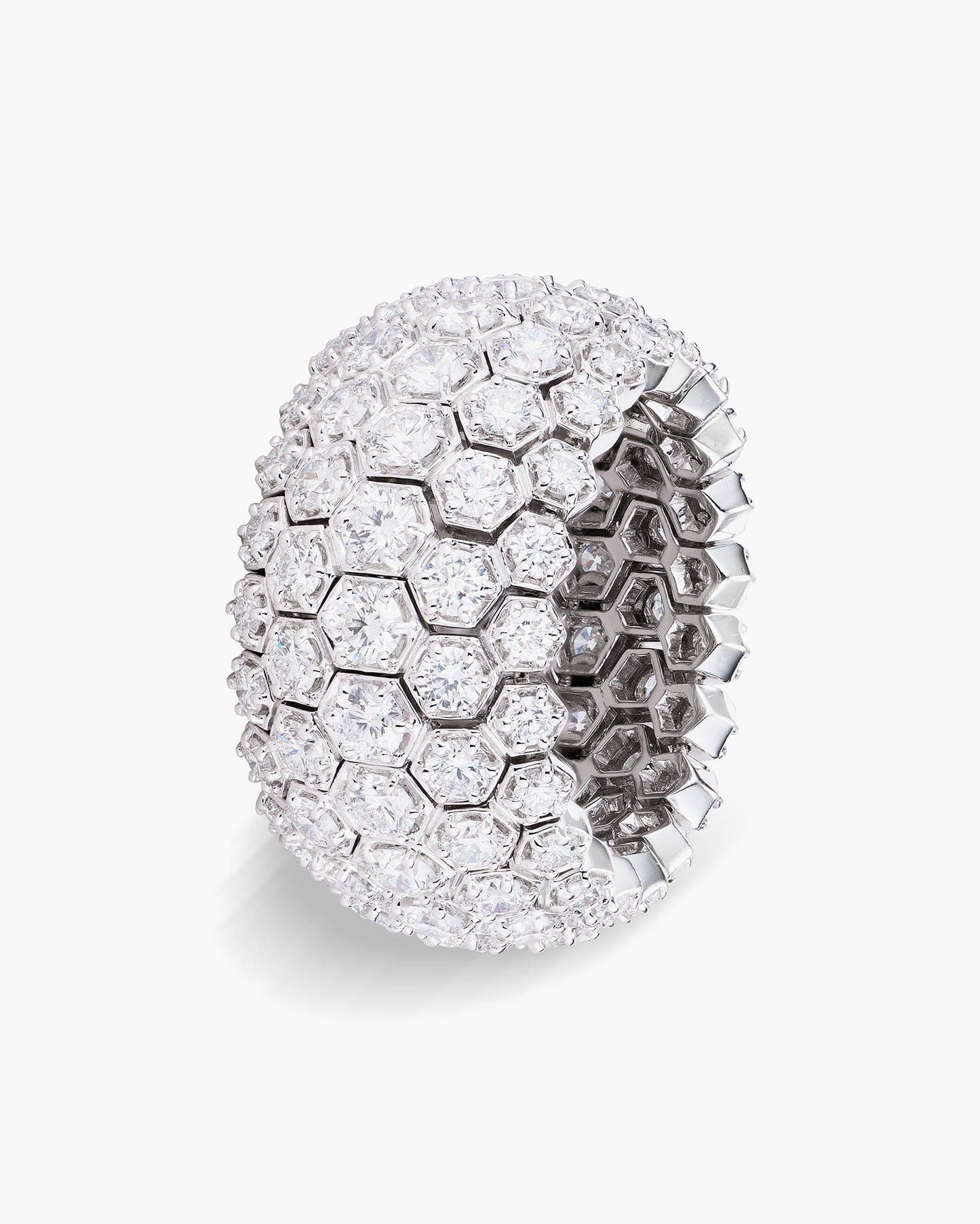 Round Brilliant Cut Hexagonal Platinum Eternity Ring