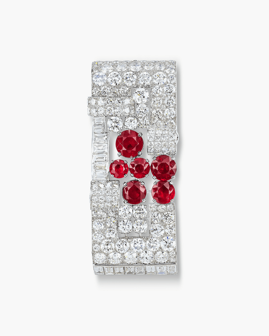 Estate Diamond and Ruby Brooch