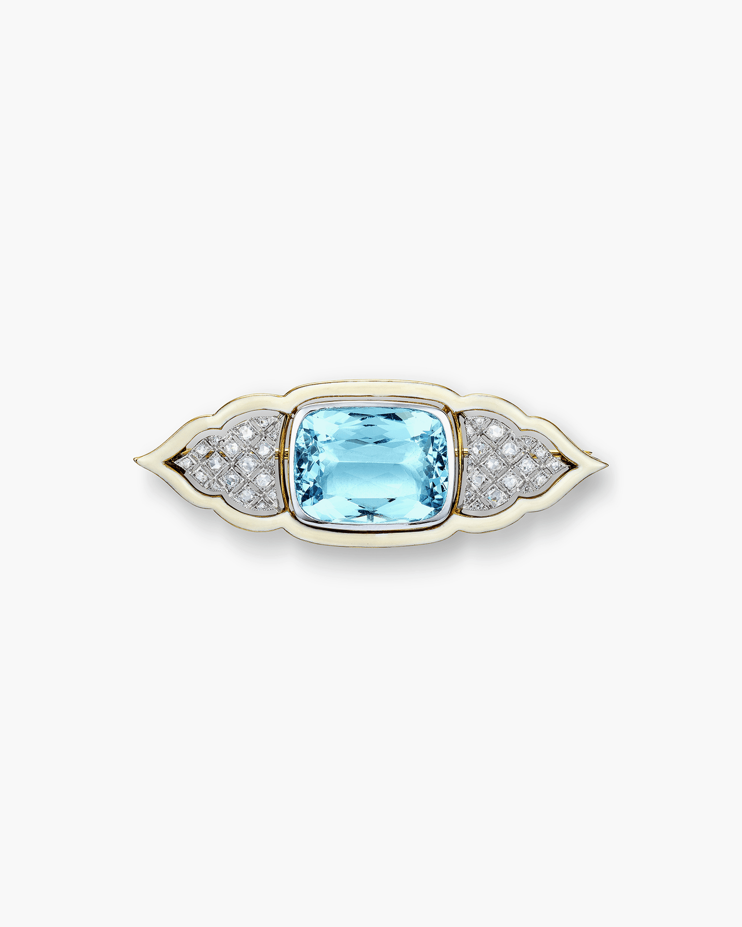 Edwardian Aquamarine and Enamel Brooch
