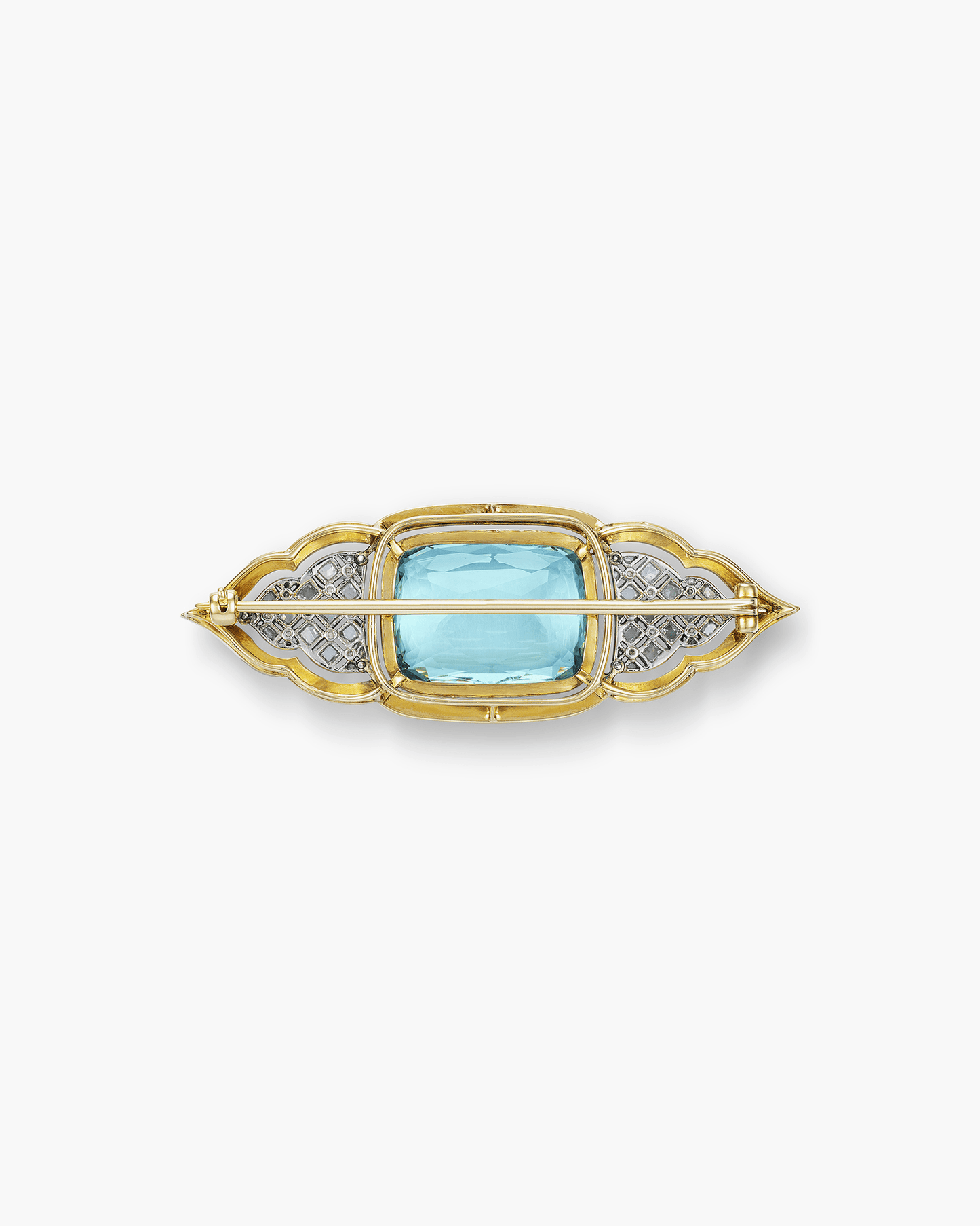 Edwardian Aquamarine and Enamel Brooch