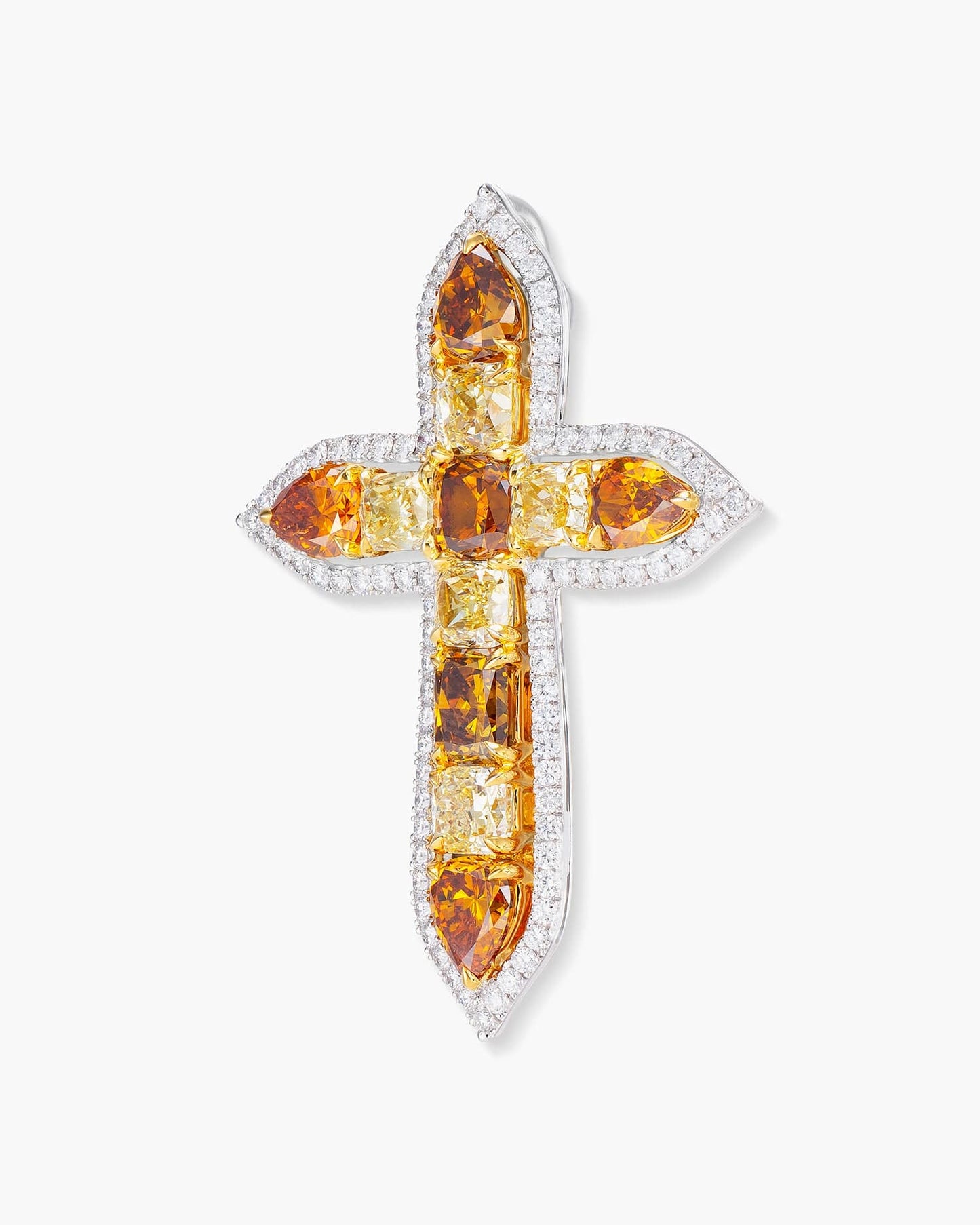 Fancy Coloured and White Diamond Cross Pendant Necklace, 6.53 carats