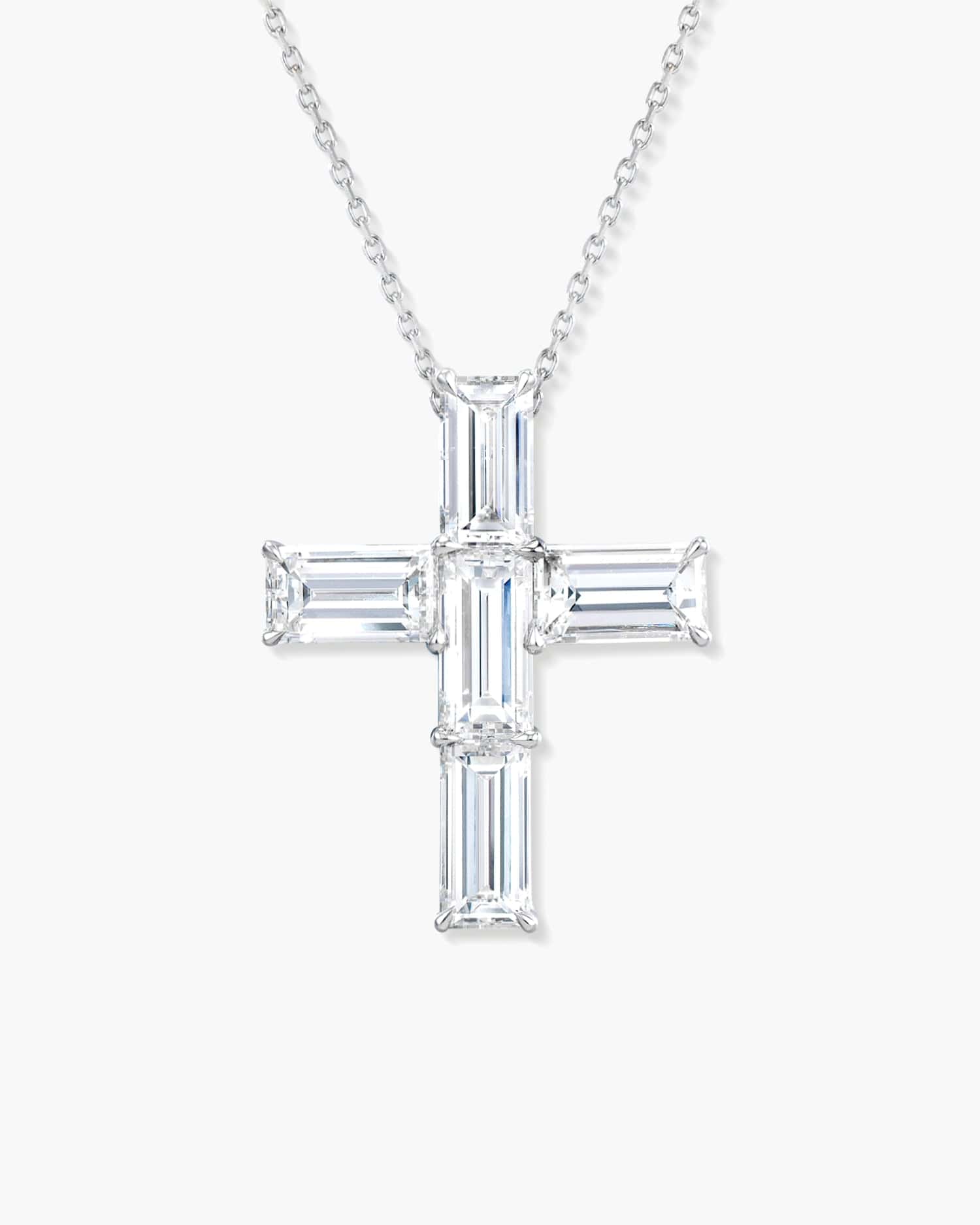 Diamond baguette cross necklace sale