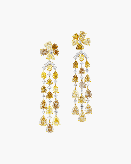 Fancy Coloured Diamond Chandelier Earrings
