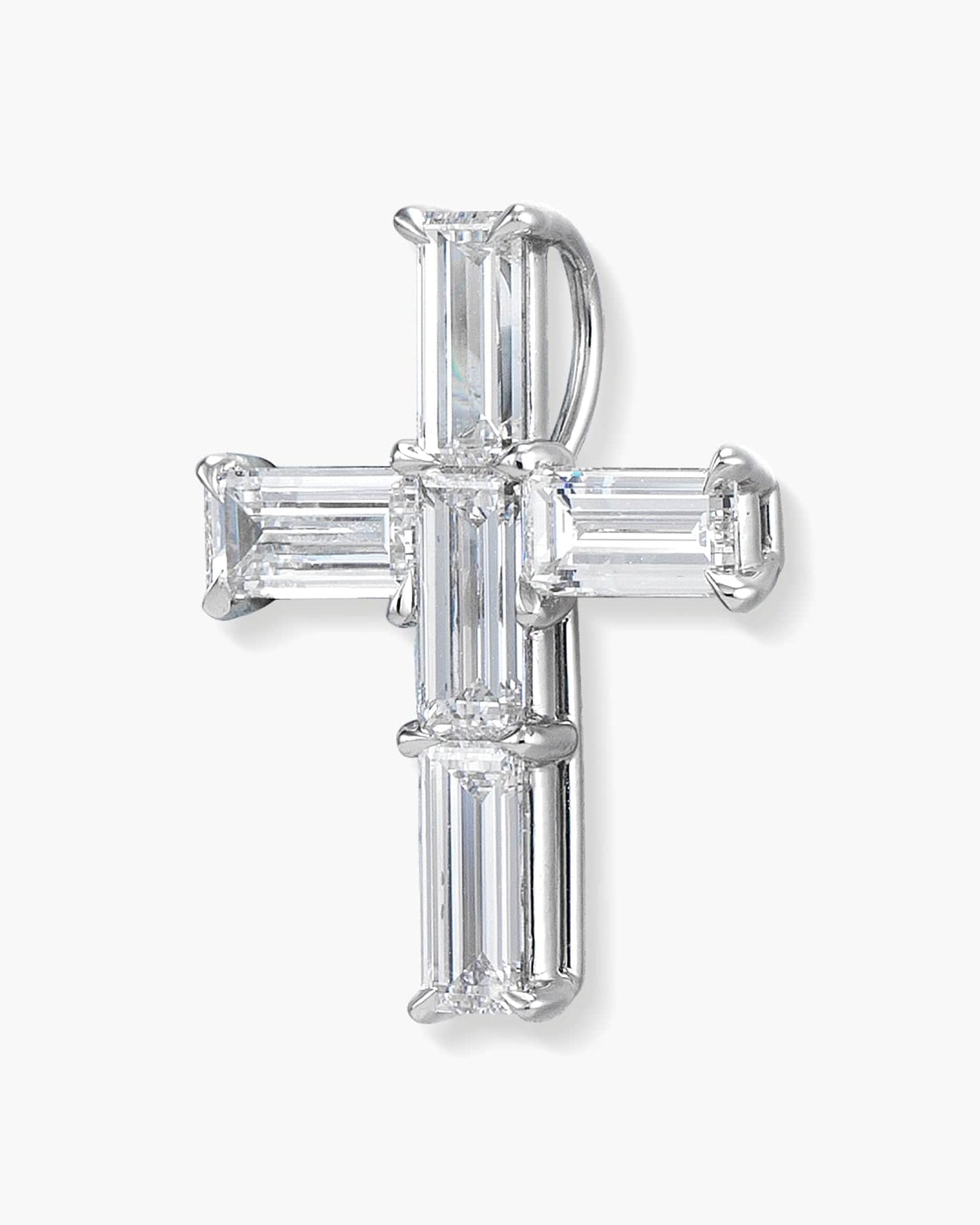 Baguette Diamond Cross Pendant Necklace (Petite), 1.93 carats