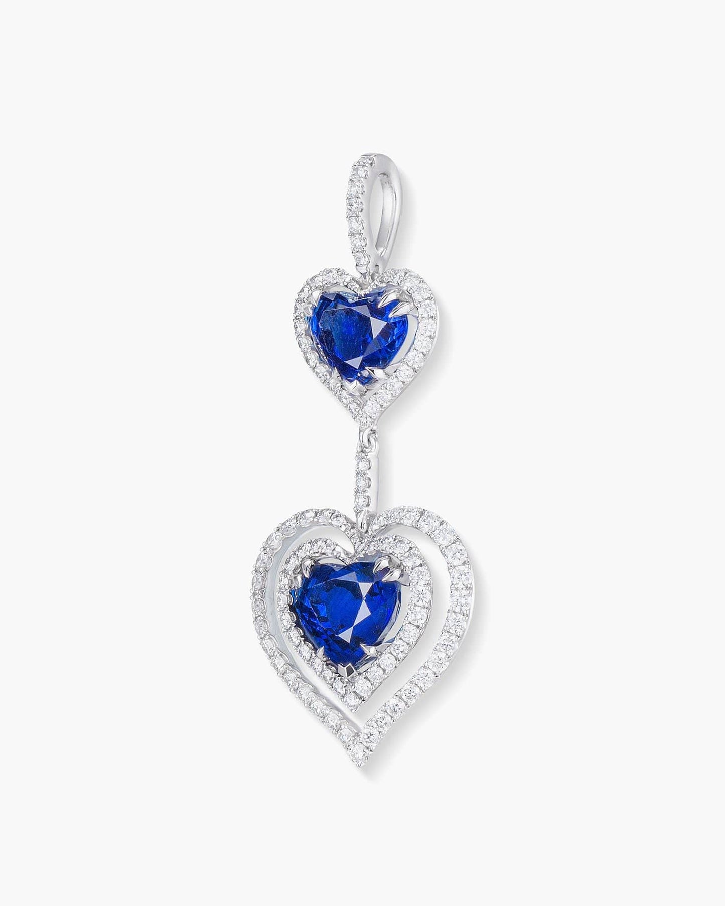 Heart Shape Ceylon Sapphire and Diamond Pendant Necklace, 3.92 carats