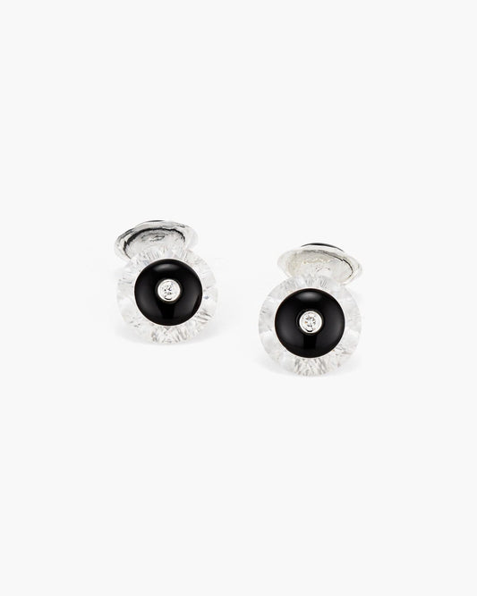 Diamond, Onyx and Round Crystal Cufflinks