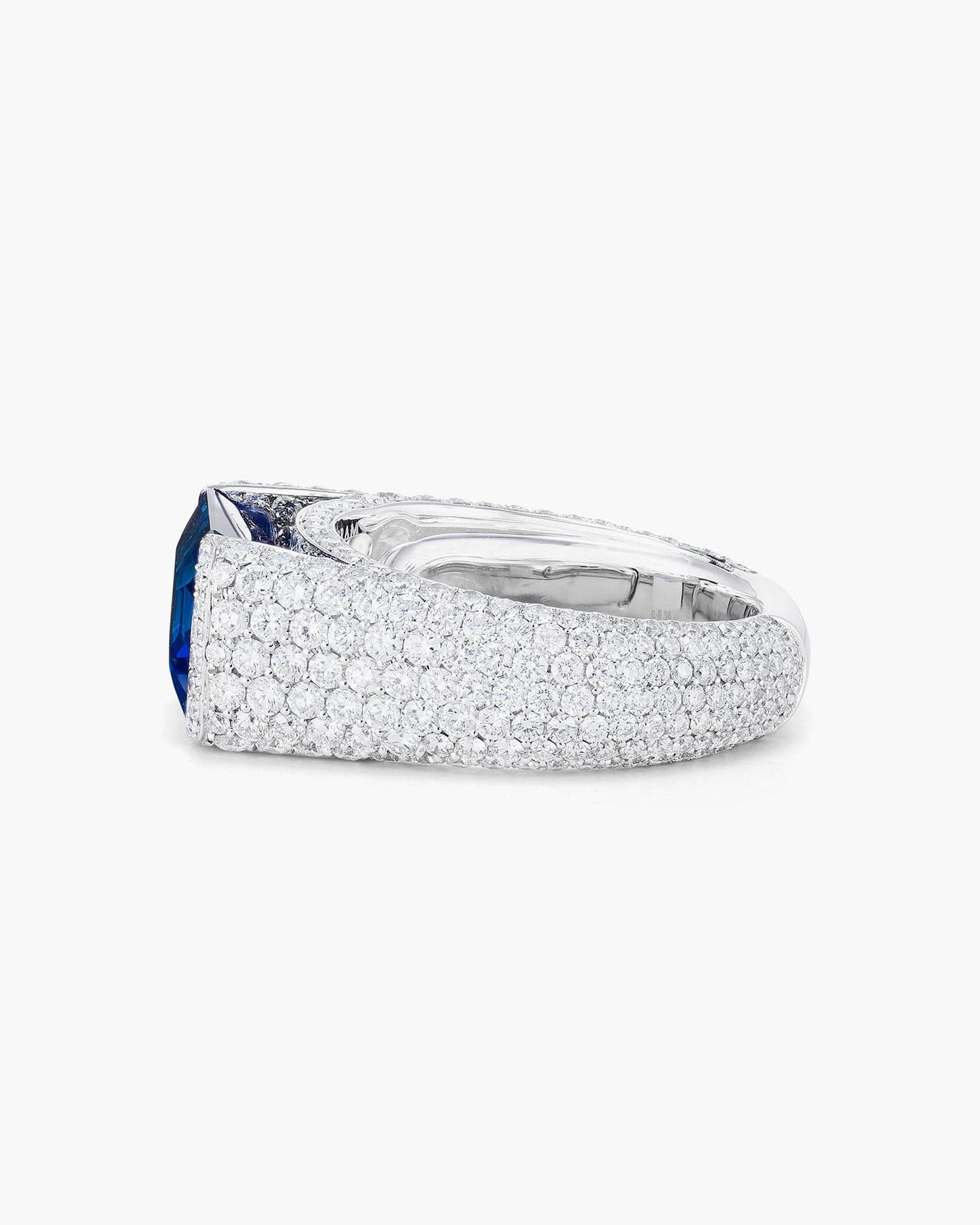 6.38 carat Emerald Cut Ceylon Sapphire and Diamond Ring