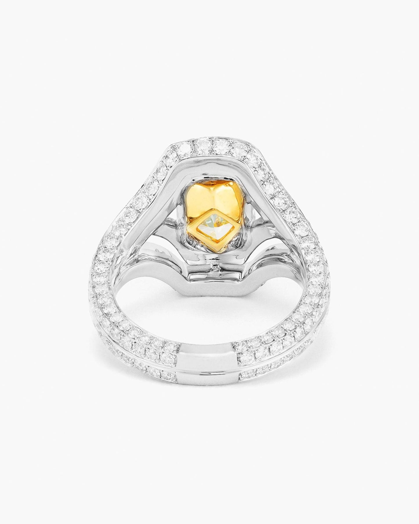 3.06 carat Radiant Cut Yellow and White Diamond Ring