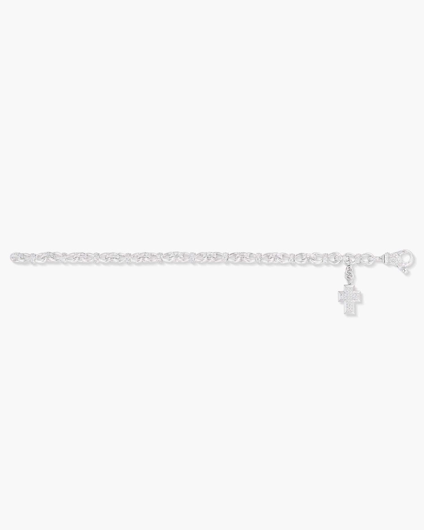 Platinum Diamond Rope Bracelet with Cross Charm