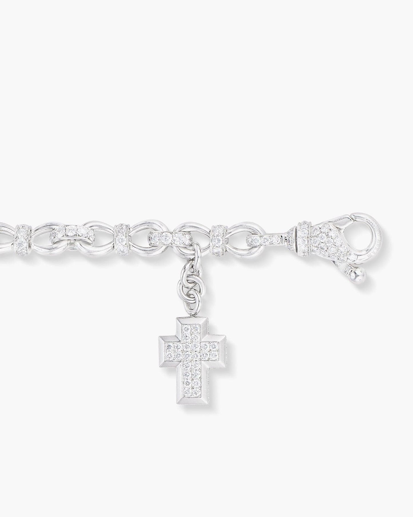 Platinum Diamond Rope Bracelet with Cross Charm