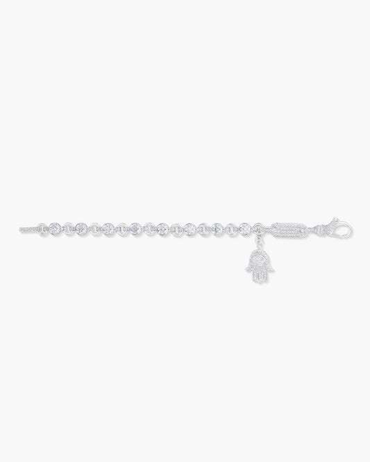 Diamond Charm Bracelet with Hamsa Charm
