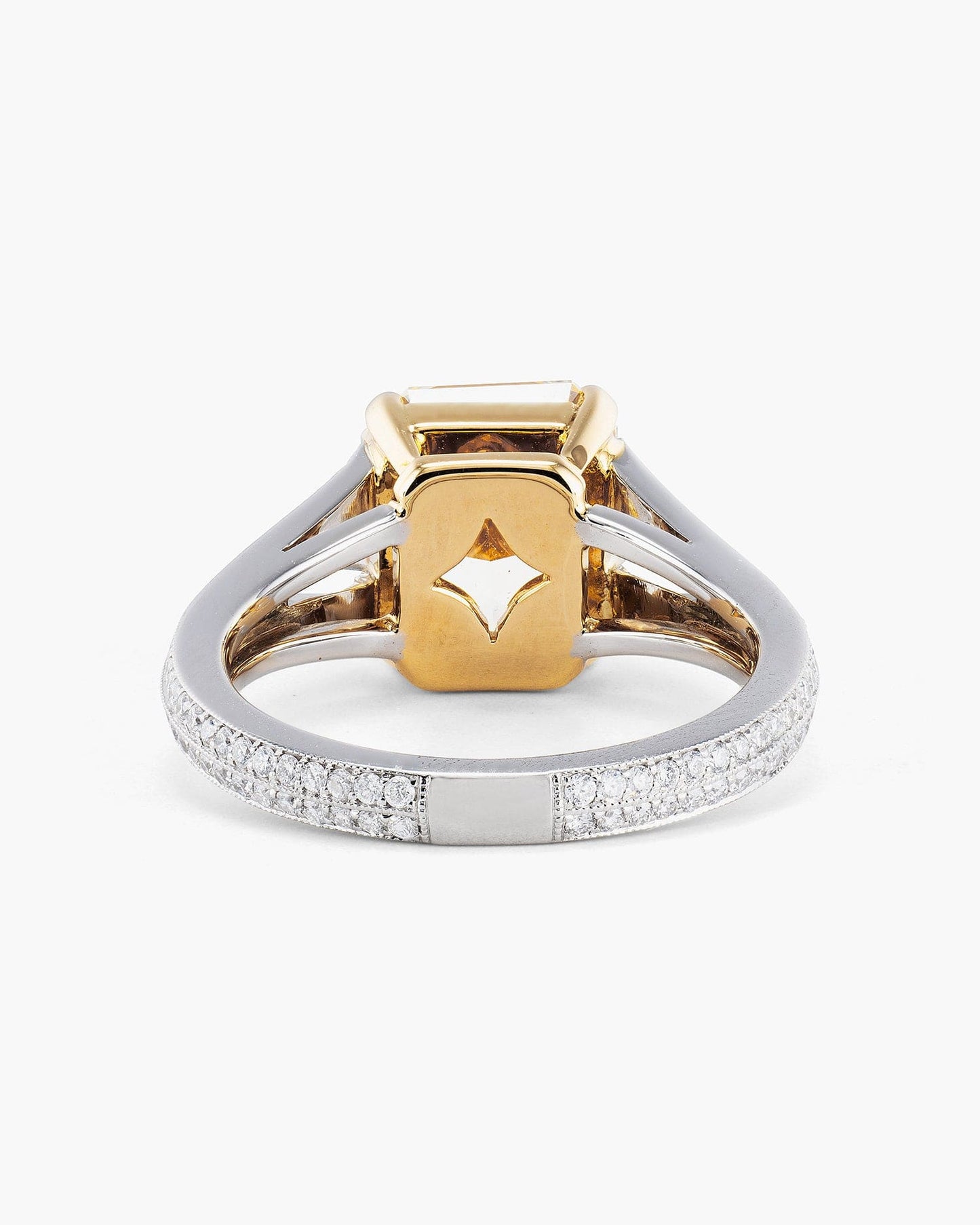 3.48 carat Radiant Cut Yellow and White Diamond Ring