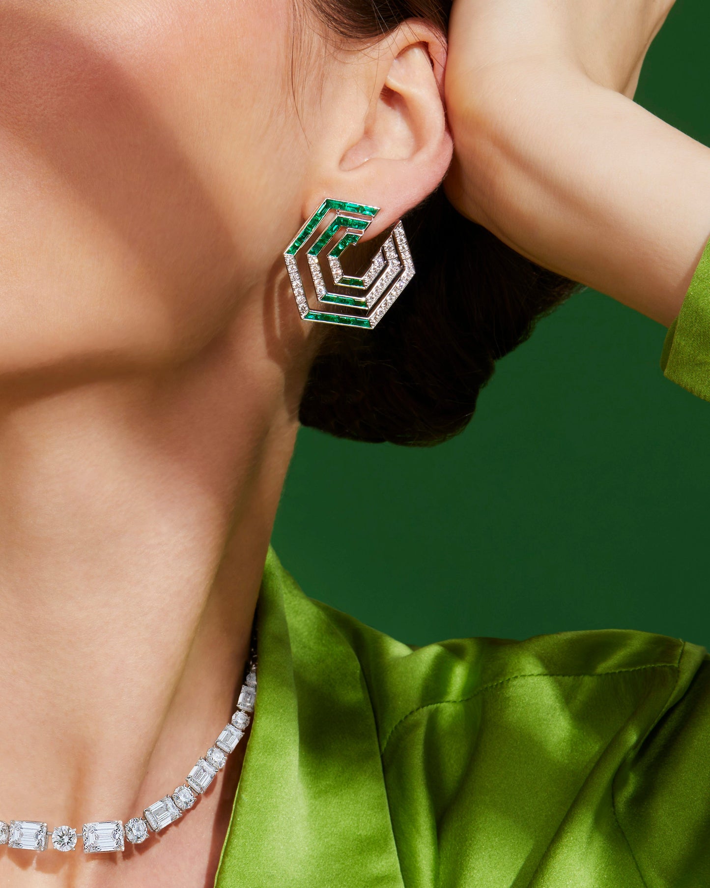 Emerald and Diamond Concentrica Earrings