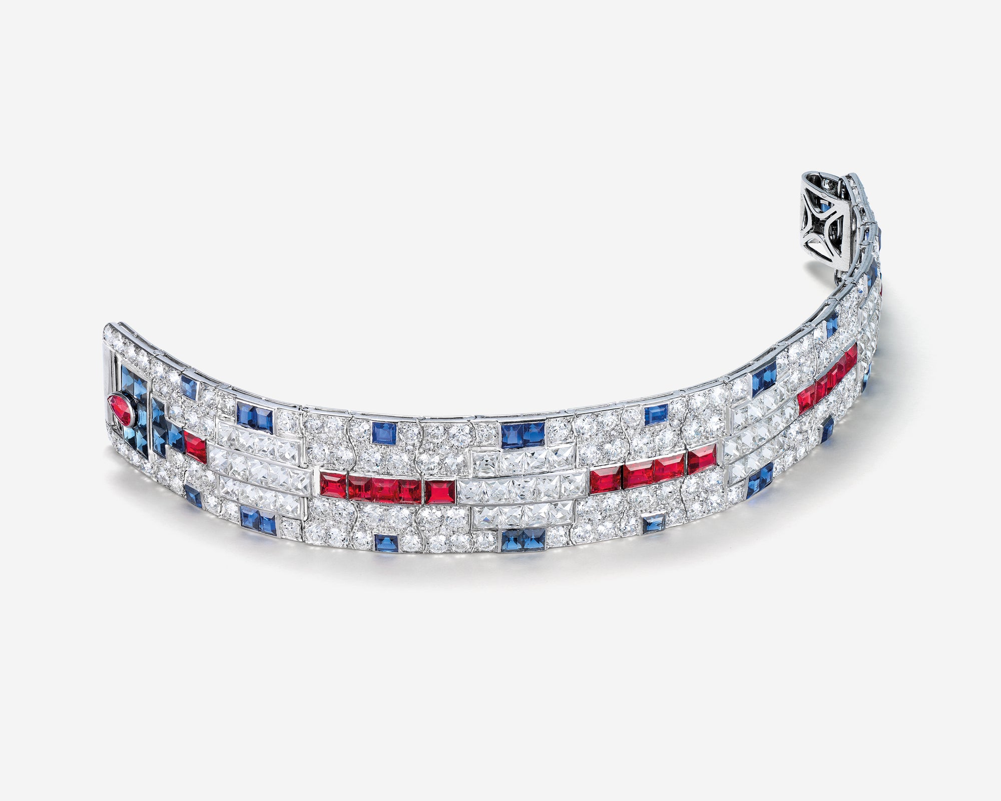 Art Deco Ruby, Sapphire, & Diamond Bracelet, by Cartier,circa 1930